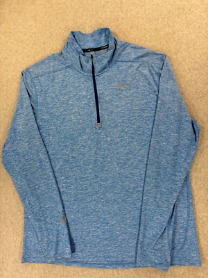 Nike Dri Fit Half Zip Long Sleeve Running Shirt (Men's XL) Blue | eBay