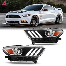 LED Headlights For 2015 16 2017 Ford Mustang/GT350 HID/Xenon Projector Lamps L+R