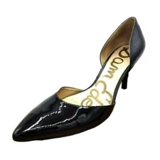 Sam Edelman Opal Heels 9.5 M Black Leather Pointed Snakeskin Patent D'Orsay Pump