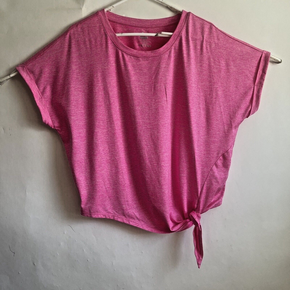 RBX Women's XL Cropped Front Tie Pink Dolman Sleeve Top Shirt Gym