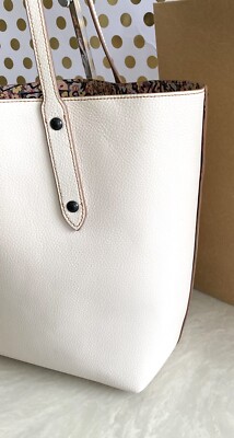 COACH KEITH X HARING CHALK PEBBLED LEATHER MARKET TOTE 28646 EUC