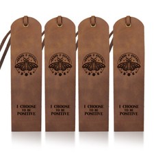 4pcs Moth Moon Phase Leather Bookmark Moon Star Leave Leather Page Mark