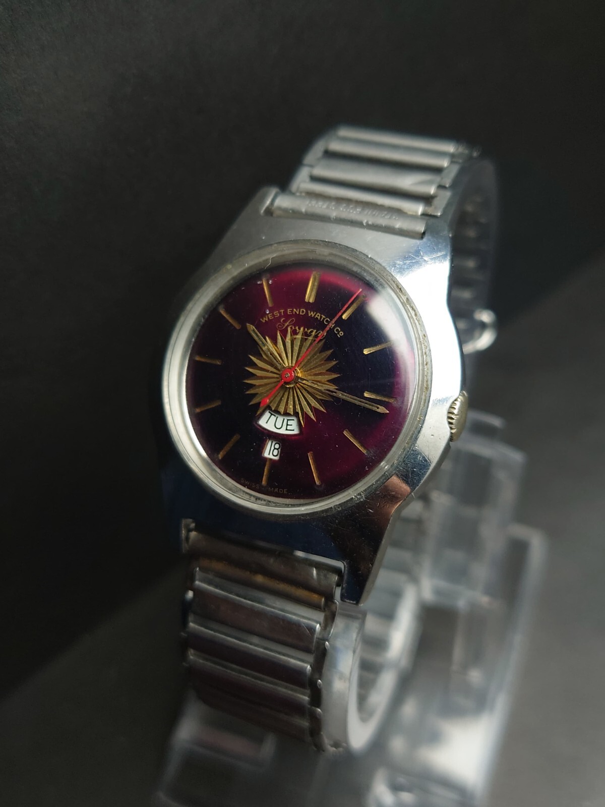 West End Watch Co Sowar Red Sunburst Dial Vintage Men's Watch