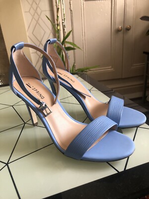 Debenhams Sky Blue Minimalist Stiletto Heeled Ankle Strap Sandals Size  UK