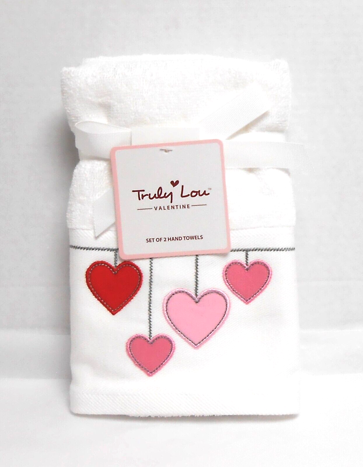 Truly Lou Set of 2 Valentine Hand White Towels 3 Hearts eBay