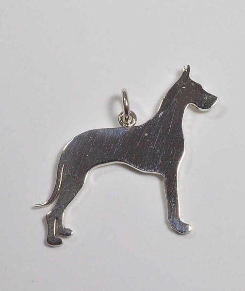 Silberner AnhäNger Mit Der Silhouette Einer Deutschen Dogge, Komplett Mit Kosten-image
