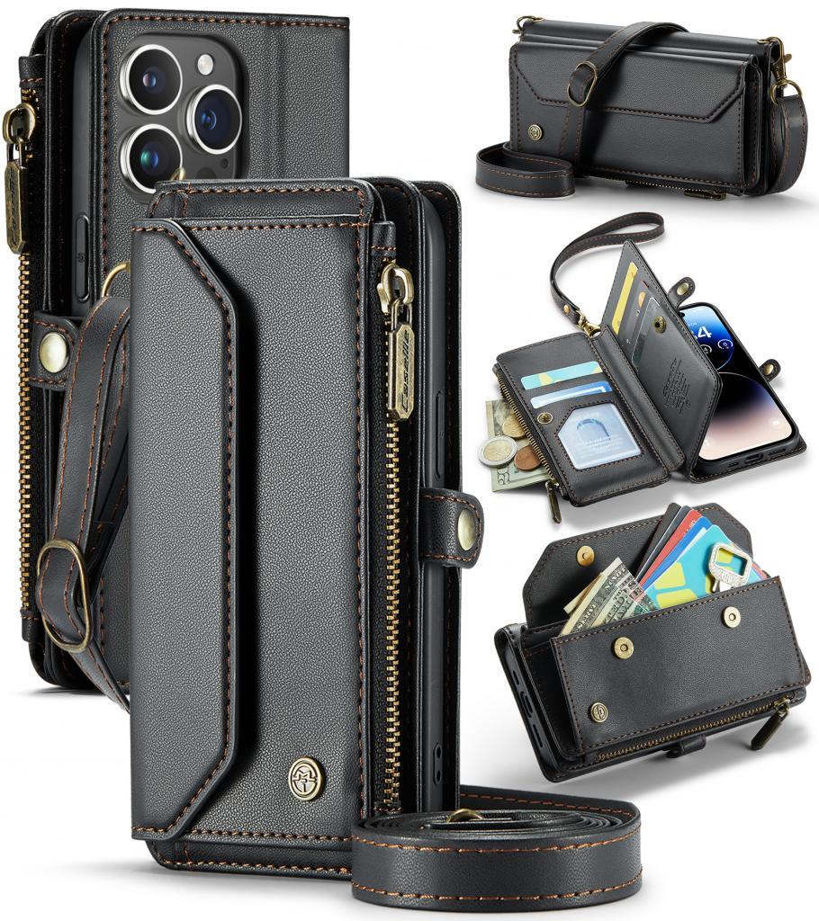 Crossbody Zipper Wallet Case For Samsung Galaxy Z Fold PU Leather  Cover