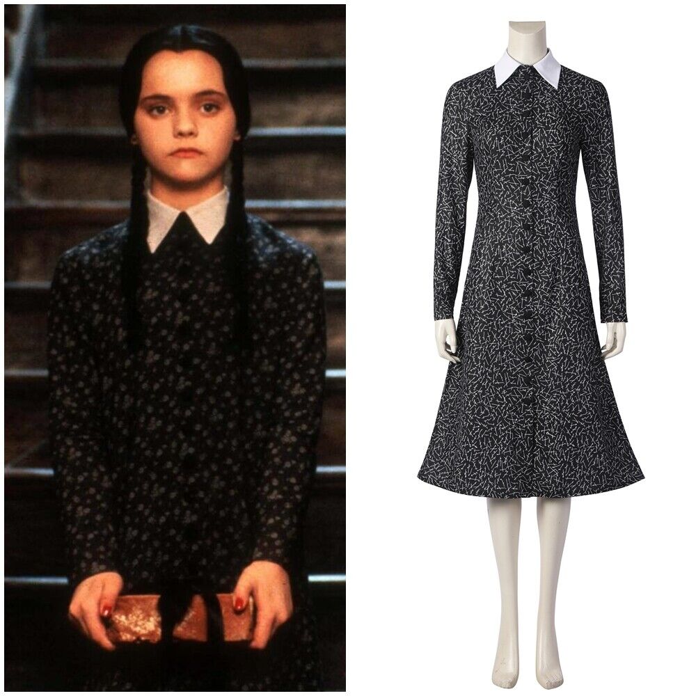 Addams Dress Cosplay Costume Wednesday Addams Family Dress for Women Floral  Dress Halloween Costume