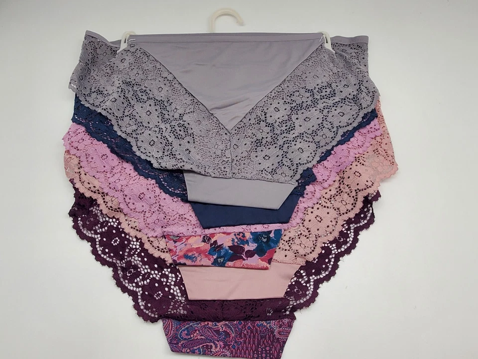 Paquete de 5 bragas hipster de encaje gris beige estampado JESSICA SIMPSON M L XL Foto 2 de 3