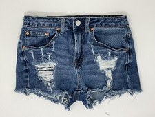 Almost Famous Jean Shorts Size 3 Distressed Denim Cut Offs Pockets
