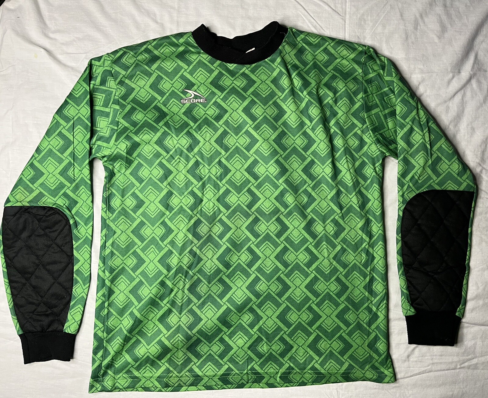 Score Soccer Jersey Adult Size Medium Green Diamonds Long Sleeve Vintage 1990s