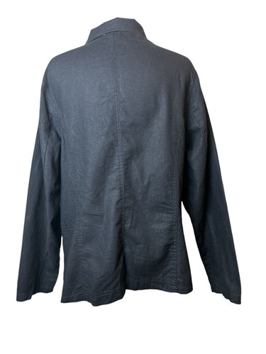 Woolrich Blazer Women Size XL Black Linen Blend Pockets Minimalist - Picture 6 of 11