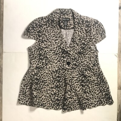 D.F.A. New York Indoor Jacket Size L Animal Print Cap Sleeve 2031