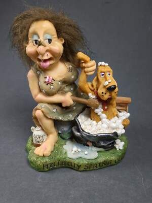 Vintage 80s Hillbilly Dog Statue Redneck Spring Cleaning Humor 6in