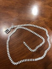 Rhinestone Silver Tone Skinny Belt