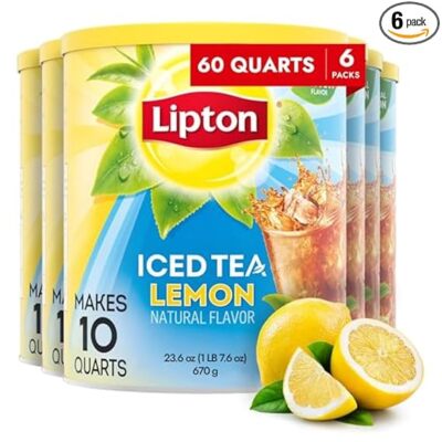 Lipton Iced Tea Mix, Lemon, Makes 10 Quarts,Count 6(Pack of 1)