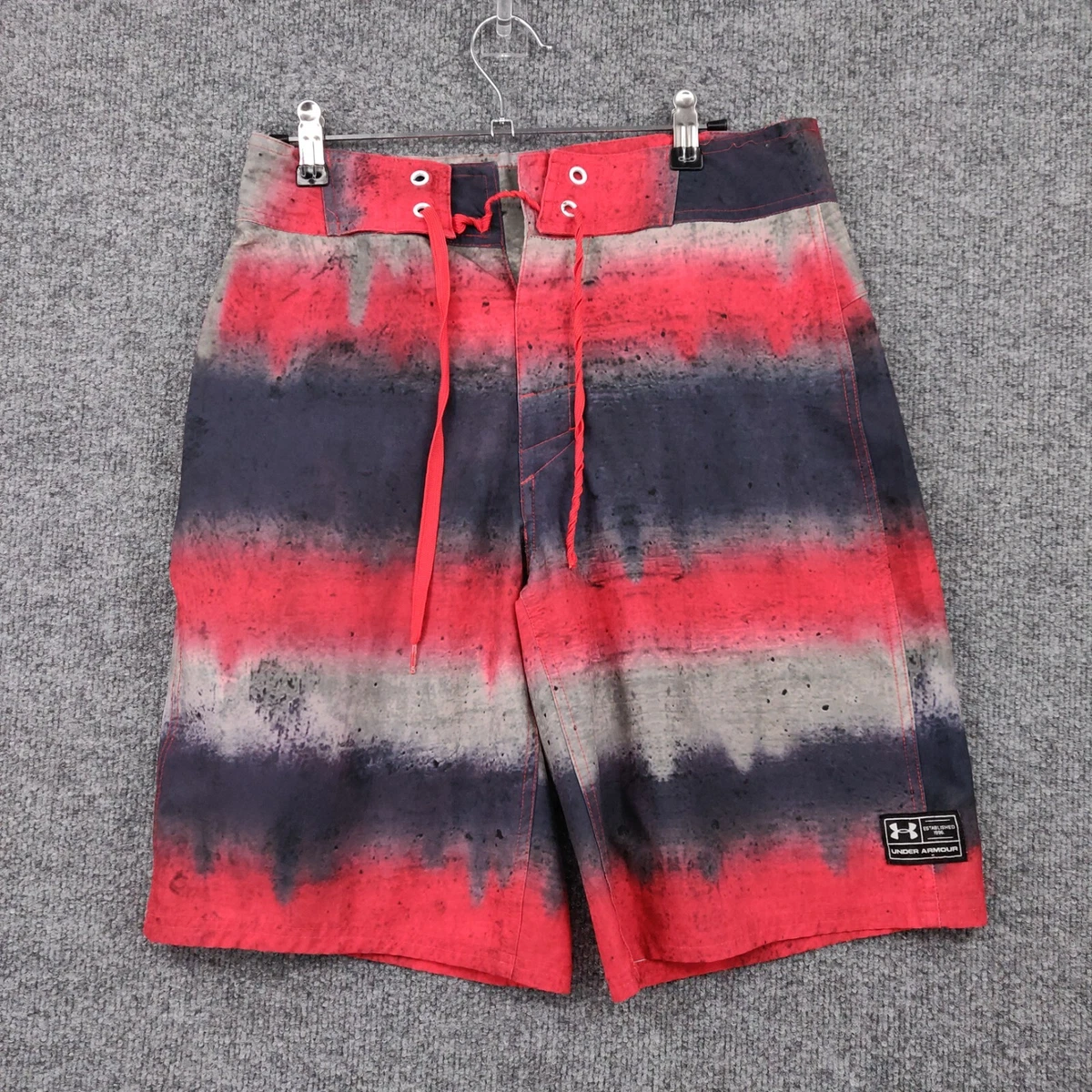 Under Armour Swim Trunks S Small Red HeatGear Board Shorts Loose