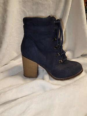 Candie's Blue Suede Chunky Heel Womens Size Cute