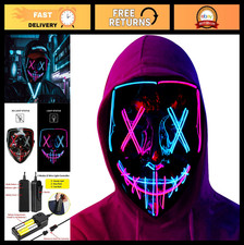 LED Light Up Halloween Mask - Scary Cosplay Costume for Parties Festivals Pin