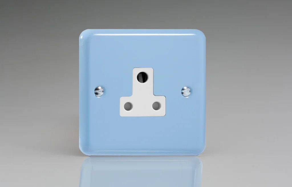 Round Pin Socket Blue 5A Lily Duck Egg + White Insert Varilight XYRP5AW.DB
