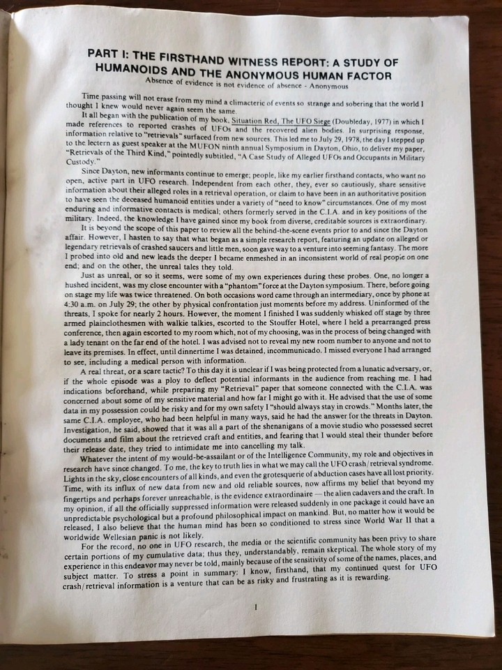 The UFO Crash Retrieval Syndrome Status Report Leonard H. Stringfield ...