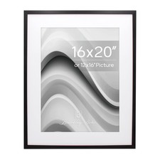 Boarding 16x20 Picture Frame,Display 12x16 with Mat or 16x20 Without, Black, ...