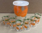 Vintage Oranges Set Anchor Hocking Juice Jug & 6 Glasses