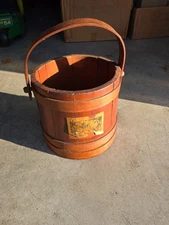 Antique Primitive Rustic Firkin Sugar Bucket Great Condition, Wood Handle
