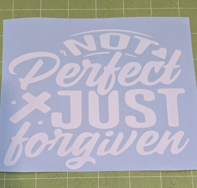 Not Perfect Just Forgiven Cross Christian Car Decal Window Sticker WHITE
