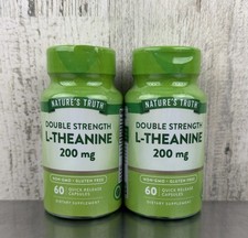 Lot Of 2 Nature's Truth Double Strength L-Theanine 200 MG - 60 Capsules