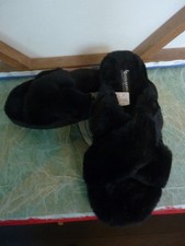 KOOLABURRA BY UGG "BALLIA" BLACK FAUX FUR SLIPPERS   Womens Sz. 7   NWOB
