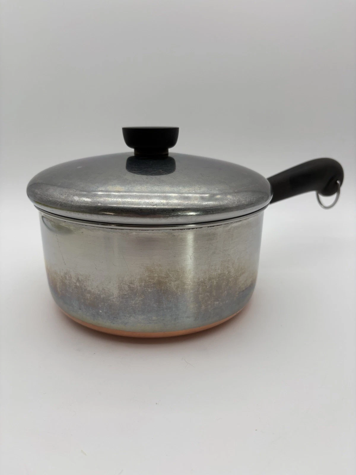 Vintage Revere Ware 2 qt Sauce Pan, Copper Bottom, Stainless Steel, With Lid.