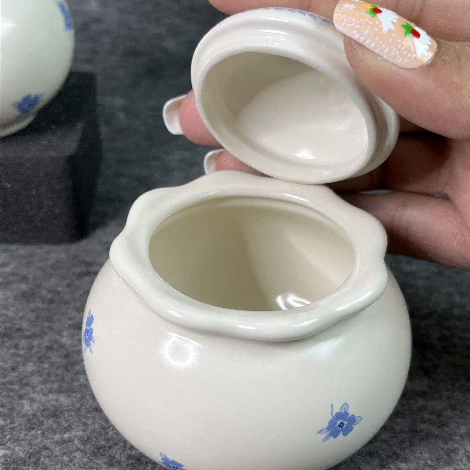 Crowning Touch Somerset Garden Creamer & Sugar Blue Roses 1980-90’s