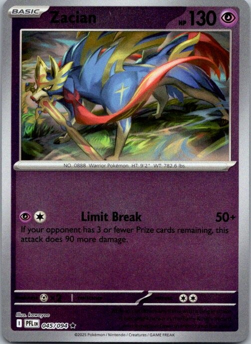 Zacian -ME02: Phantasmal Flames 045/094 NM Reverse Holo