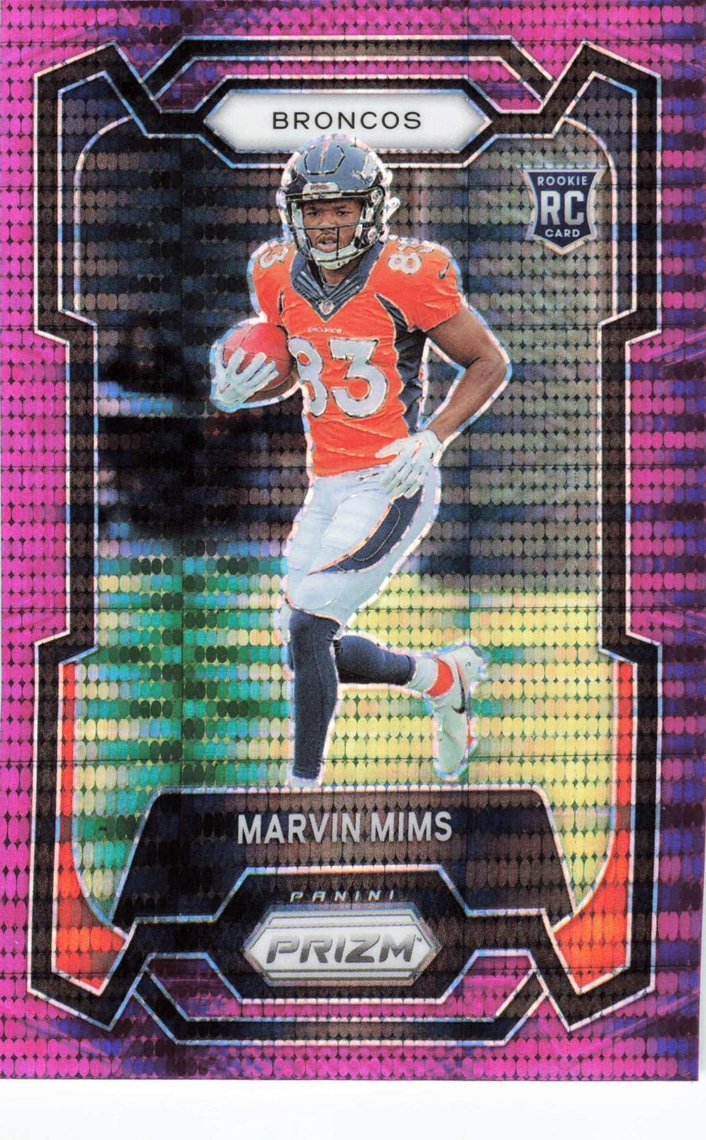 2023 Panini Prizm #327 Marvin Mims Purple Pulsar Rookie RC Broncos SP