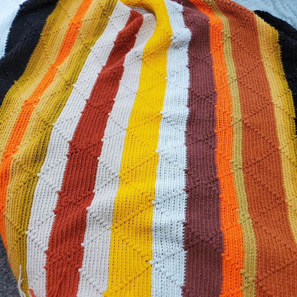Manta De Colección Colorida Rayas Afgana Tonos Cálidos Brillantes Años 70 Aprox 36" Ancho Foto 4 de 4