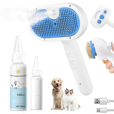 Pet Steam Brush for Dog  Cat - 3-In-1 Steam Grooming Brush for Shedding  Hair