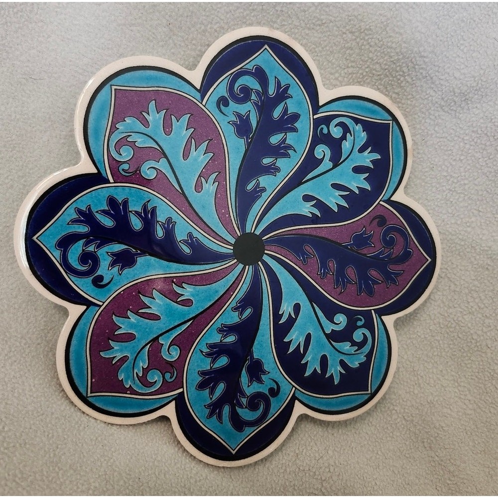 Vintage Turkish Ceramic Art Trivet Hot Plate - Thumbnail 3