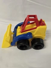 American Plastic Bulldozer Construction Toy Yellow, Blue And Red Truck