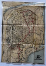 Bangor & Arrostook RR Maine Hunting & Fishing map c.1920 large detailed color