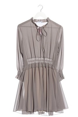LUCIE & LEO Langarmkleid Damen Kleid Gr. DE 36 hellgrau Casual-Look