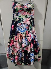 Eliza J Dress Womens 6 Petite Strapless Tube High Low Flare Floral Babydoll Boho