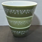 Vintage 3 Pyrex Nesting Mixing Bowls Green Crazy Daisy Spring Blossom 401-403