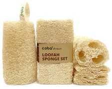 Natural Loofah Sponge Set 4-Pack  Shower Loofah Exfoliating Body Scrubber