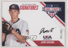 2020 Panini USA Baseball Stars & Stripes 281/499 Jason Savacool #18U-JS Auto u6m