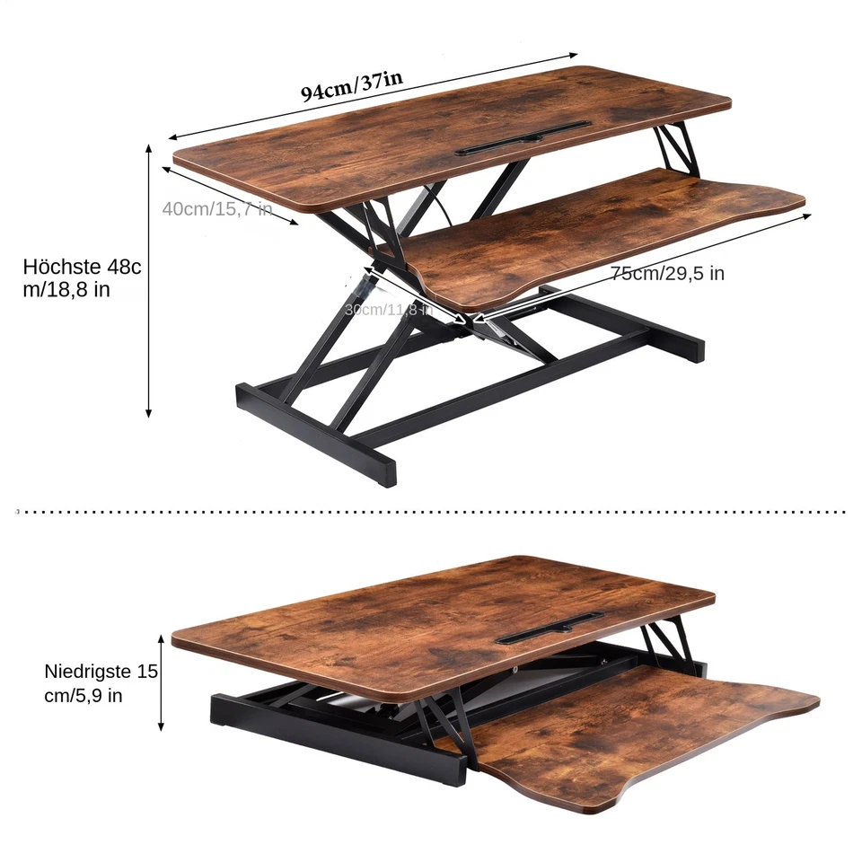 AINT Schreibtischaufsatz höhenverstellbar Tisch Erhöhung Standing Desk  - Bild 3 von 4