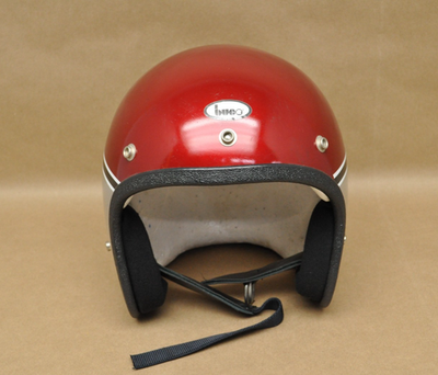 Vintage Buco 1977 Motorcycle Helmet Red Gray White Stripe Adult L