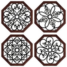 4 Pieces Thicken Rustic Wood Wall Decor Modern Farmhouse Wall Art Decor Woode...