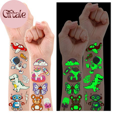 Luminous Temporary Tattoos for Kids, Glow Party Supplies