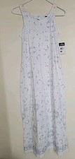 Chaps Floral Girl's Size Large White Knit Maxi Dress Sleeveless Cotton 12/14 NWT